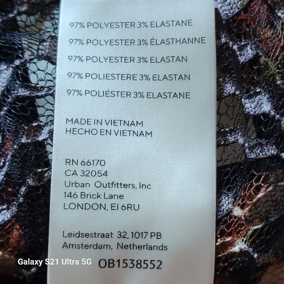 Free People Solana Lace Top Black/Rust/Hunter Green Size S NWT - Picture 8 of 9